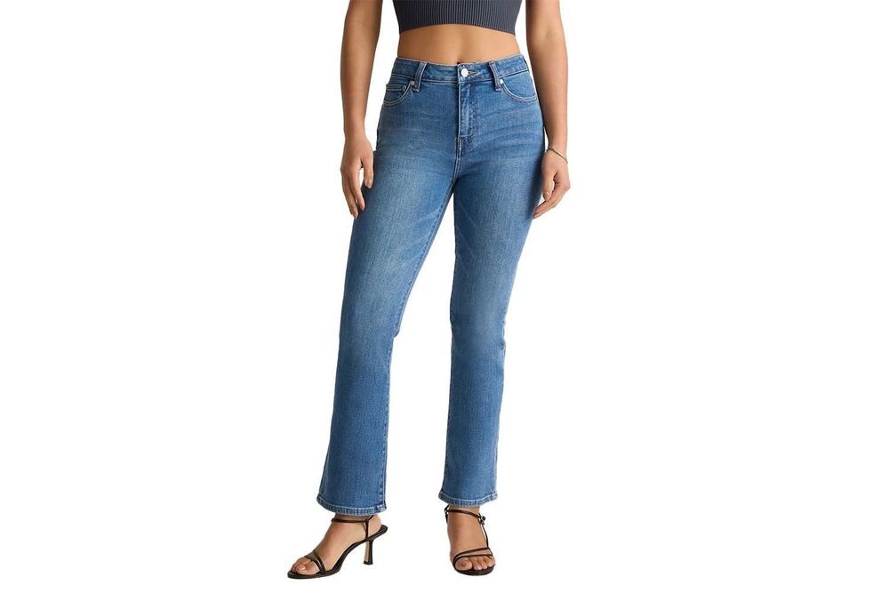 Quince High Rise Kick Flare Crop Jeans Medium Wash Size 32